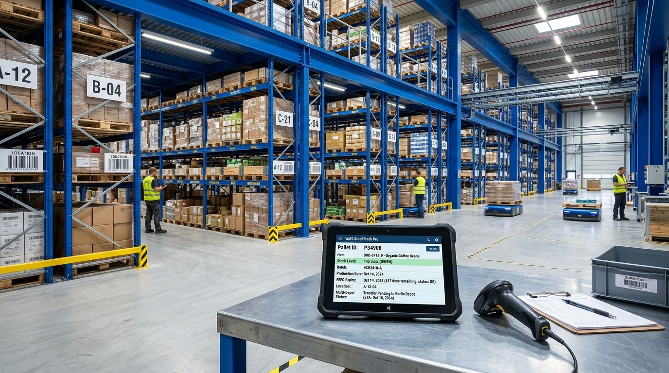 JRC Multi-Warehouse Stock Valuation and Batch Expiry Tracker interface showing inventory breakdown