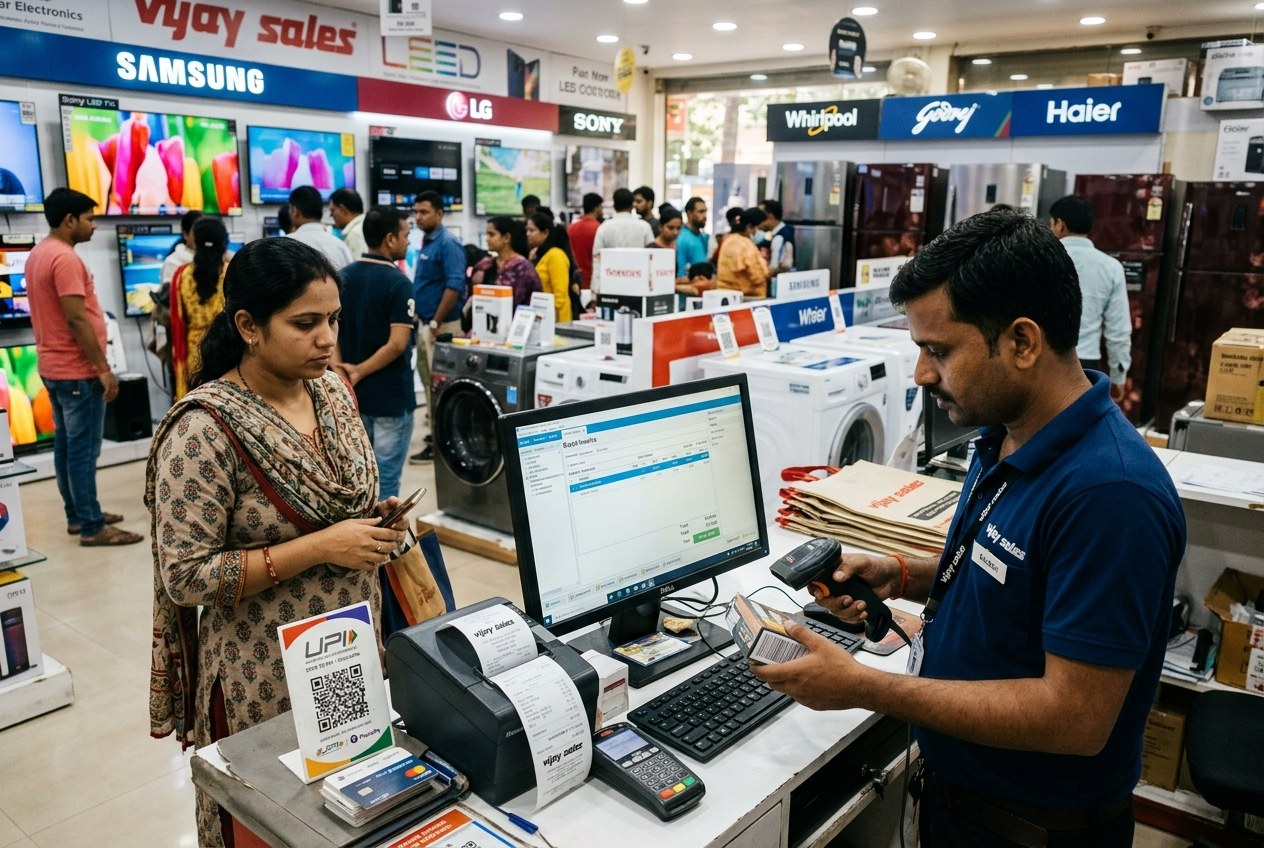 Retail electronics and supermarket multi-counter checkout billing counter